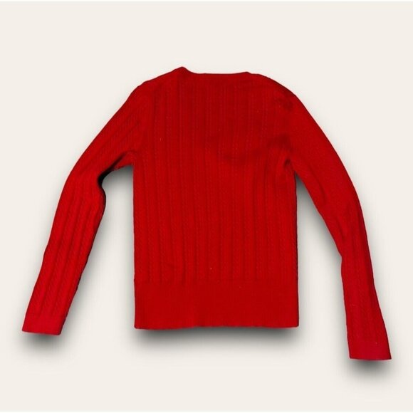 Vintage Tommy Hilfiger Sweater Women's Large Cable Knit V Neck Sweater VGUC Red - Picture 1 of 8